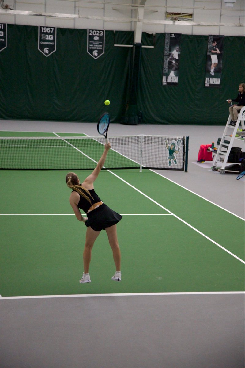 SSR_MSU's tweet photo. Michigan State women's tennis fell 4-1 to rival Michigan on Saturday afternoon. Amara Brahmbatt earned the only point with a singles win. 
MSU finishes the season with an 11-12 overall record.

📸: Clare Donnelly https://t.co/w9sFYsZEsx