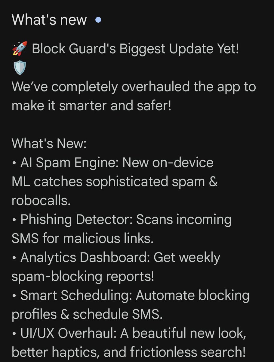 BlockGuard_App's tweet image. We just pushed our biggest update yet. AI Spam Call Blocking is here to help stop scammers and spammers! #Android #AndroidTips #SpamCalls #CallBlocker #ShareTheJoy