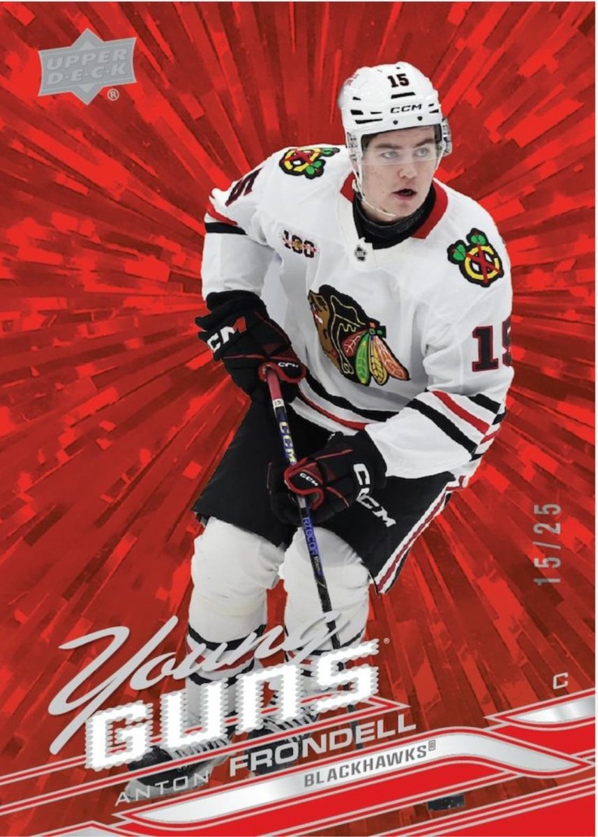 FlyingVCards's tweet image. 🚨 Fresh 26-27 Upper Deck S 1 previews just dropped  🔥

What do you all think of next year's design??

The Red Outburst looks awesome again. Kudos to UD on adding this awesome design the last few years! 

#UpperDeck #NHL #HockeyCards #Series1 #YoungGuns #NewRelease