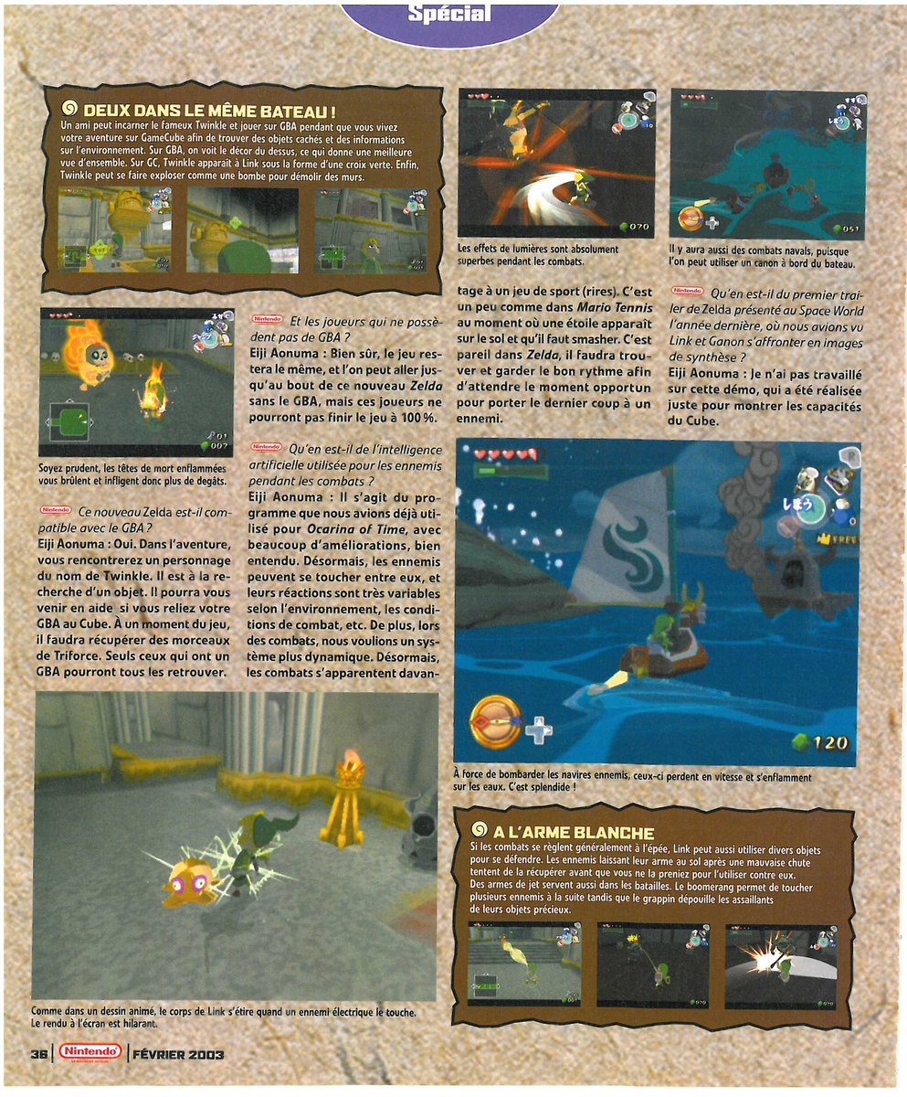 AllmightoFranky's tweet image. On poursuit en Février 2003 toujours dans #Nintendo le magazine officiel ou on avait le droit encore à 4 pages consacrées à #TheLegendOfZelda the windwaker avec une interview de Eiji Aonuma!! 3/6