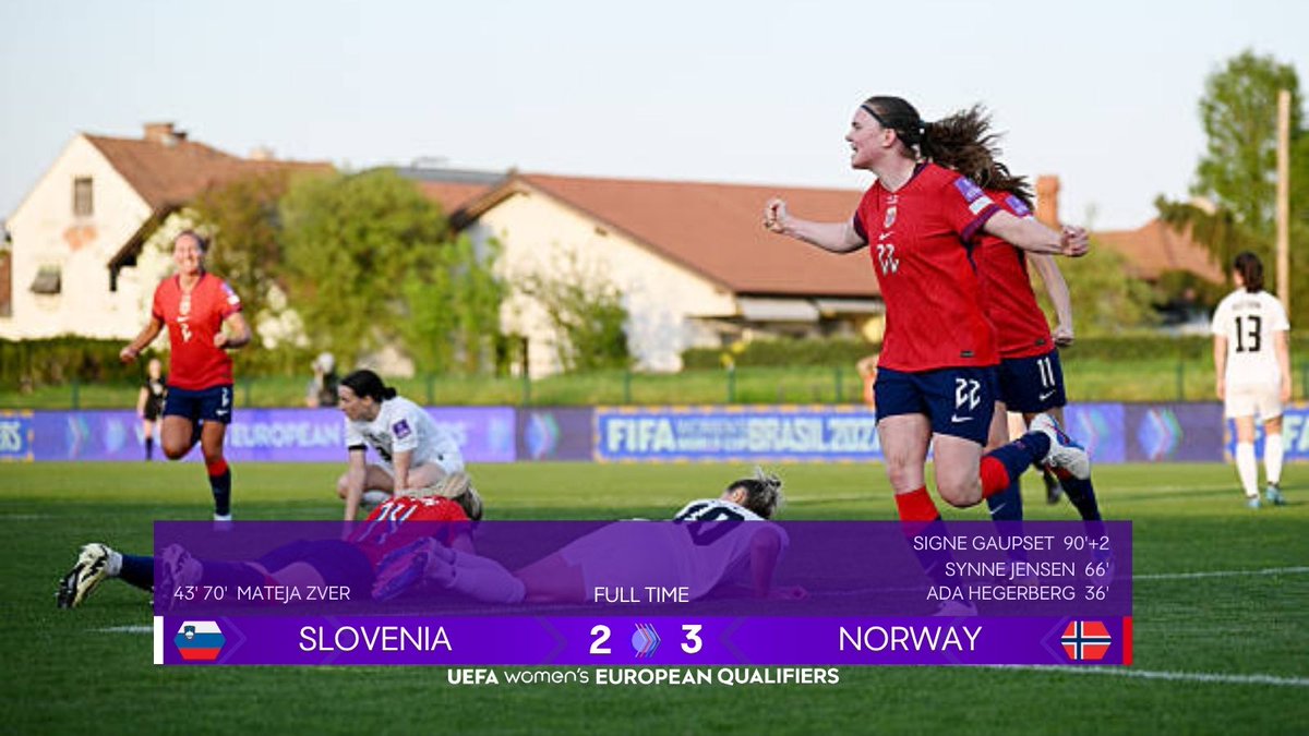 FFB_Ergebnisse's tweet photo. #EuropeanQualifiers | 4.Spieltag | #SLONOR

Last-Minute-Erfolg für Norwegen: Beim Gastspiel in Slowenien sorgt Signe Gaupset in der Nachspielzeit für den 3:2-Siegtreffer https://t.co/eW55dMY2M6