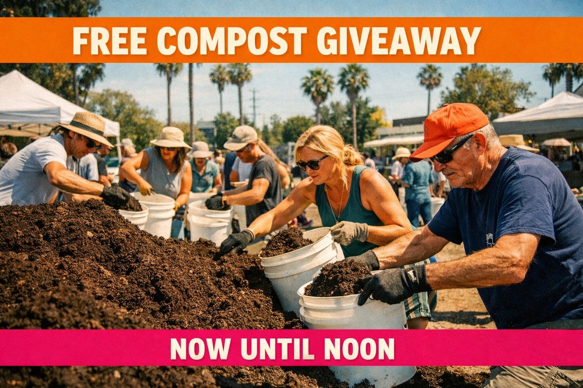 AllThingsOC_'s tweet image. OC residents: Free compost giveaway NOW until noon! 🪴✨ 

📍 Bee Canyon (Irvine)
📍 Valencia (Brea) 
📍 Capistrano (SJC)

Bring containers/shovels (Irvine/SJC). Perfect for Earth Day prep! 🌍 #OrangeCounty #OCNews #EarthDay #GardeningLife