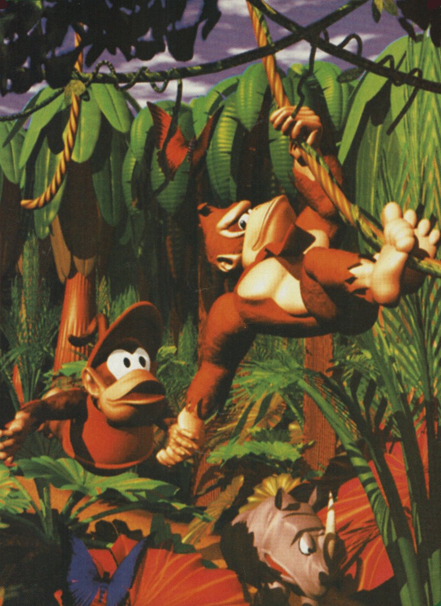 RegioRetroGamer's tweet image. Donkey Kong, Diddy Kong and Rambi.

Donkey Kong Country
Super Nintendo (1994)
Developer: Rare
Publisher: Nintendo 

#NintendoHistory #snes #supernintendo #donkeykongcountry