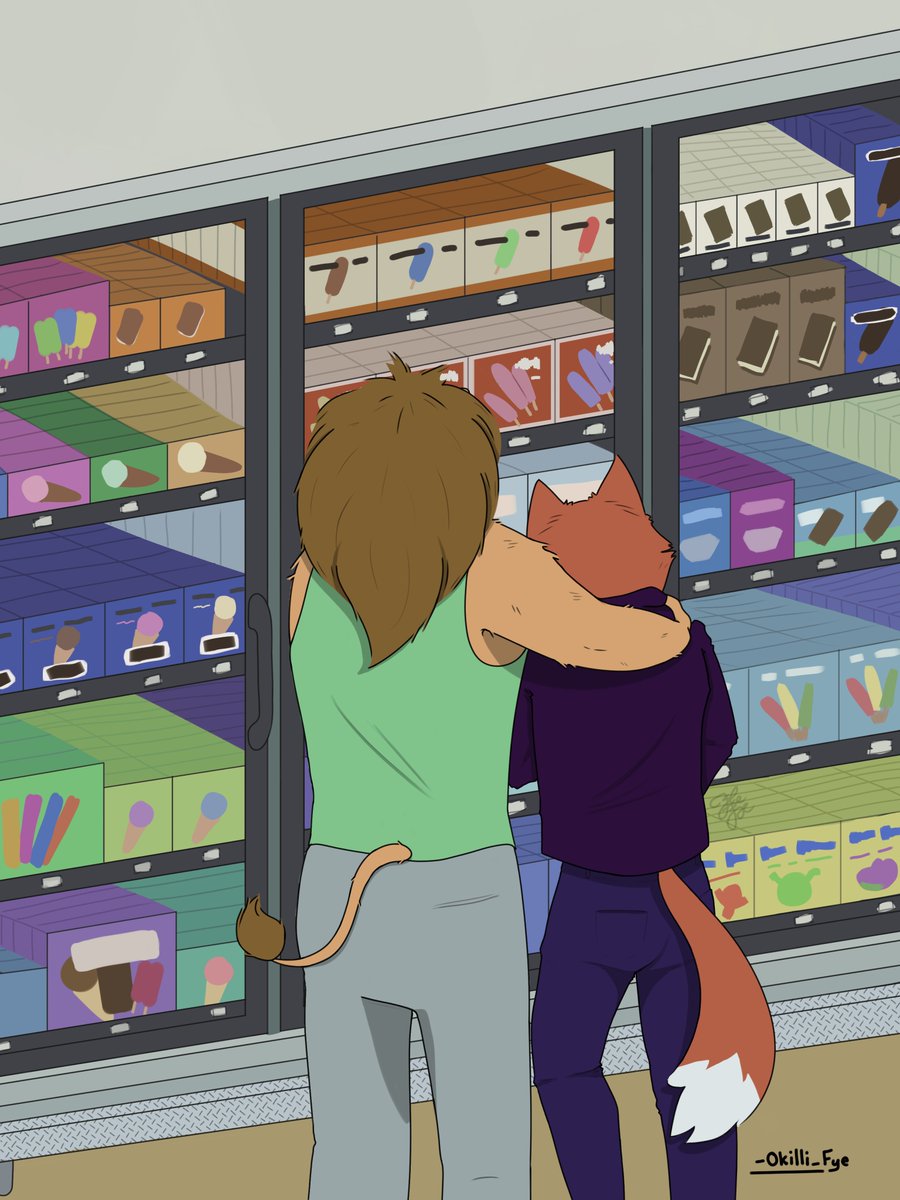 OkilliFye's tweet photo. Will (right) and banjo (left) shopping for some ice cream.
#furry #furryart https://t.co/bDs3TRrH7W