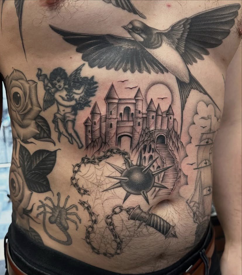 Roses, eyes, castles, cobwebs, bats, ships, facehugger. What else did you do, Joji?