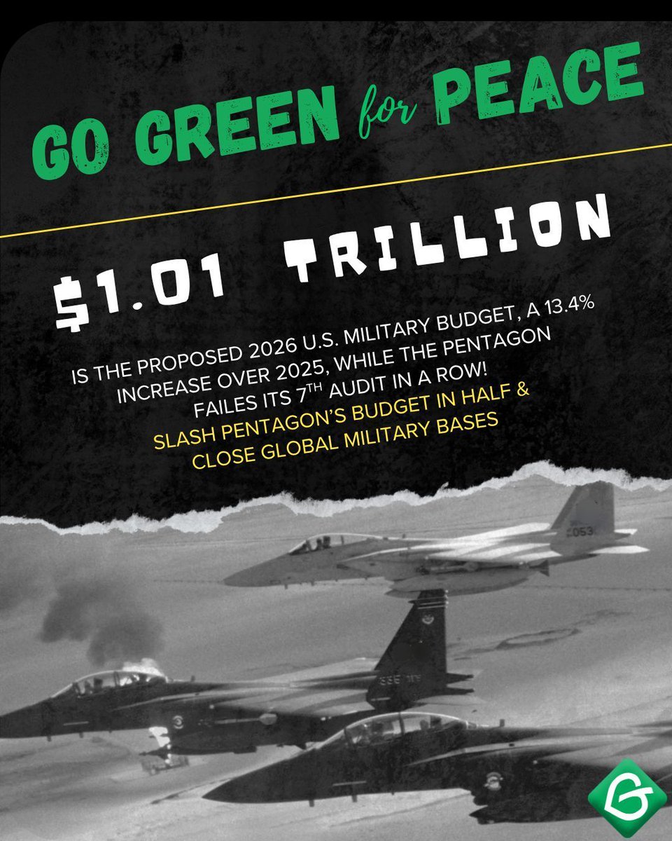 cagreens1's tweet image. #GoGreen 4 #Peace
Bring our resources home to serve our communities NOW!