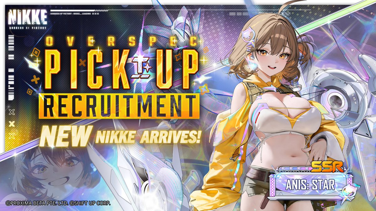 GuitarRock69's tweet photo. NIKKE 3.5th anniversary summary:
1. Overspec Anis
2. Overspec Neon
3. Gacha skin for Anis and Liberalio
4. Up to 130 recruits/pulls
5. Paid selector that includes CROWN!!!
6. Free SSR Avistar

Also coupon codes!
1. CommanderLoveTrial
2. ProtectArkStar
3. CheerForAnis
4. 3andhalfwithCommander
5. EncounterOnceMore
6. millioncommanders