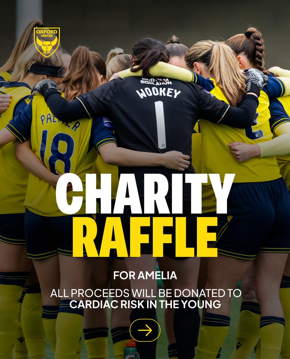 OfficialOUWFC's tweet photo. We're holding a charity raffle at our final two home matches in memory of Girls’ Academy keeper Amelia Aplin. Tickets sold at both games to raise funds for Cardiac Risk in the Young (organised by Amelia’s parents). 

Prizes include signed OUFC men’s & women’s shirts and a signed Fran Kirby Brighton shirt ...plus many more!

Find out more ⤵️
https://t.co/tuFDZYPBIm