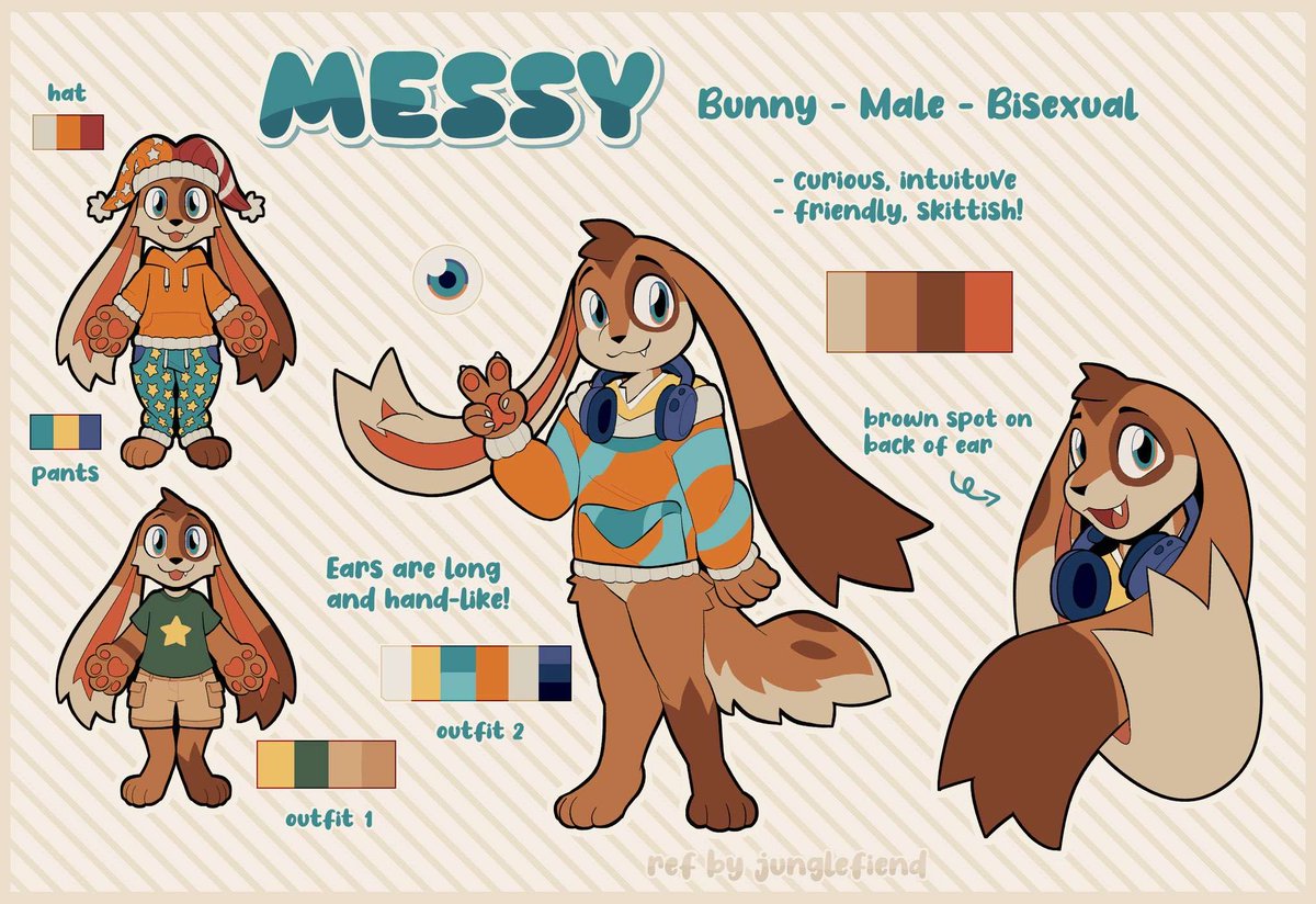 MessyLobby's tweet photo. In case anyone is curious, this is a ref sheet of my sona, Messy! It was paid for by a very close friend of mine named @FradioRadio and domed by the talented @JungleFiends! I thank them both very much for this amazing comm https://t.co/g7sYWqcG6a