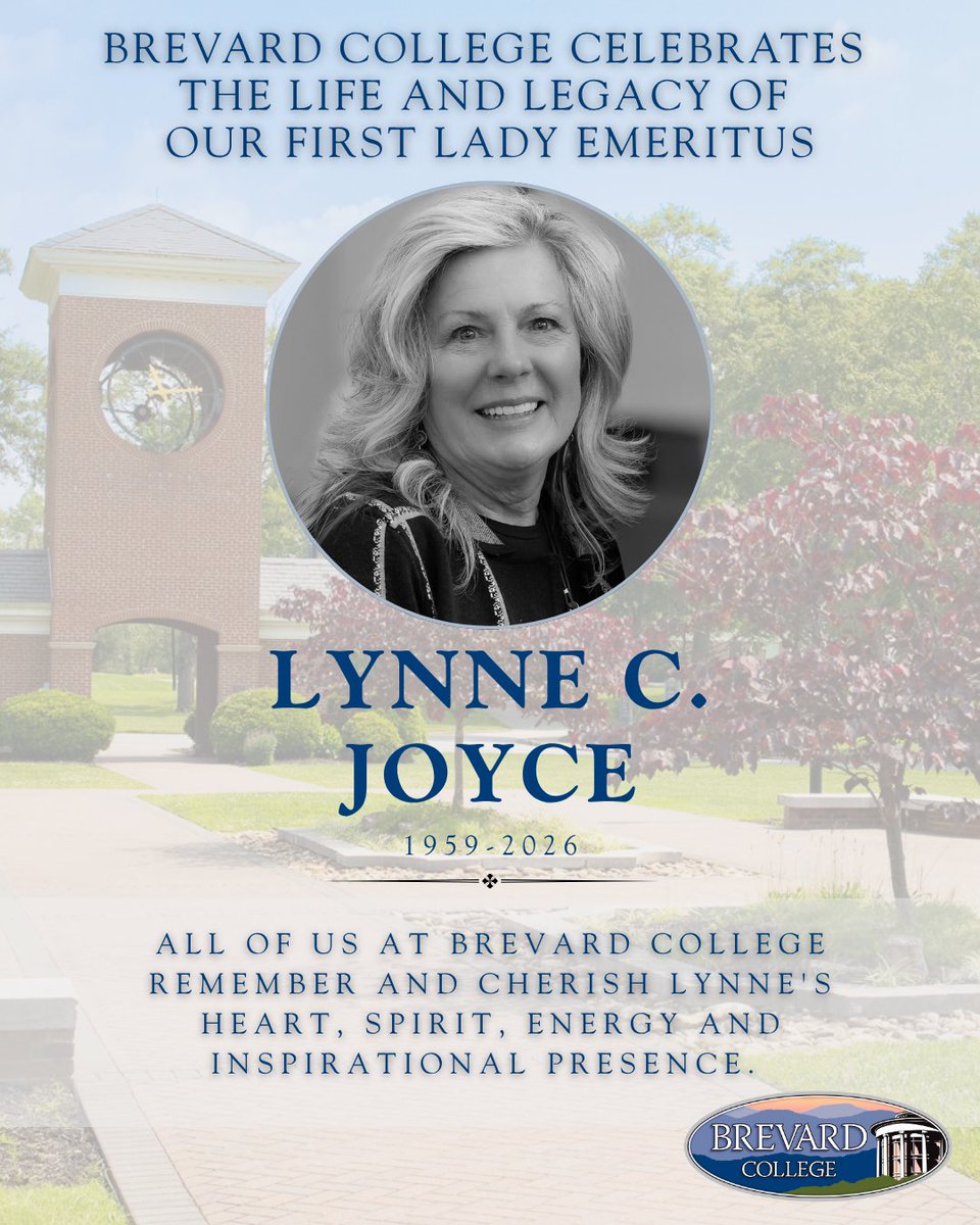 BrevardCollege's tweet photo. Join us in remembering Lynne Caudle Joyce (1959–2026) 💙

A Celebration of Life service will be held Sunday, April 26. If you cannot attend in person, you can watch the livestream here:
https://t.co/XoqjZ7OUHx https://t.co/D33nBFdMkL
