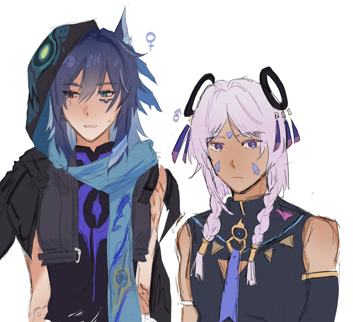 sxx_eeee's tweet image. Doodle art!
Natlan genderband 

#ororon #citlali