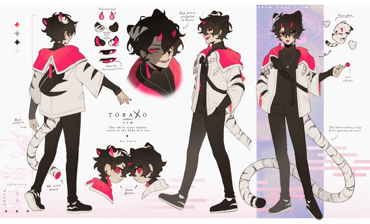 At last here's the long overdue reference sheet for Torao, my male sona! 🐯✨ (please dont beat him up too much)

#illustora