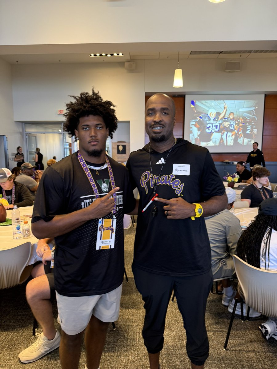 After a great visit and conversation with <a href="/Coach_Griffin_/">Julian B. Griffin</a>  I am blessed to have received an offer from ECU🟣🟡!!! <a href="/Coach_B_Harrell/">Coach Blake Harrell 🏴‍☠️🏴‍☠️🏴‍☠️</a> <a href="/ECUPiratesFB/">ECU Football</a> <a href="/john_p34/">John Peacock</a> <a href="/tank_941_/">Coach T</a> <a href="/VeniceIndianFB/">VeniceIndianFootball</a> <a href="/VeniceRecruit10/">Venice Recruiting</a> <a href="/JerryRecruiting/">Rising Stars</a> <a href="/polk_way/">PolkWay</a> <a href="/H2_Recruiting/">Hasani (H2) | Football Recruiting</a> <a href="/Andy_Villamarzo/">Andy Villamarzo</a> <a href="/MeccaSports88/">@TheMeccaSportsRecruiting</a>