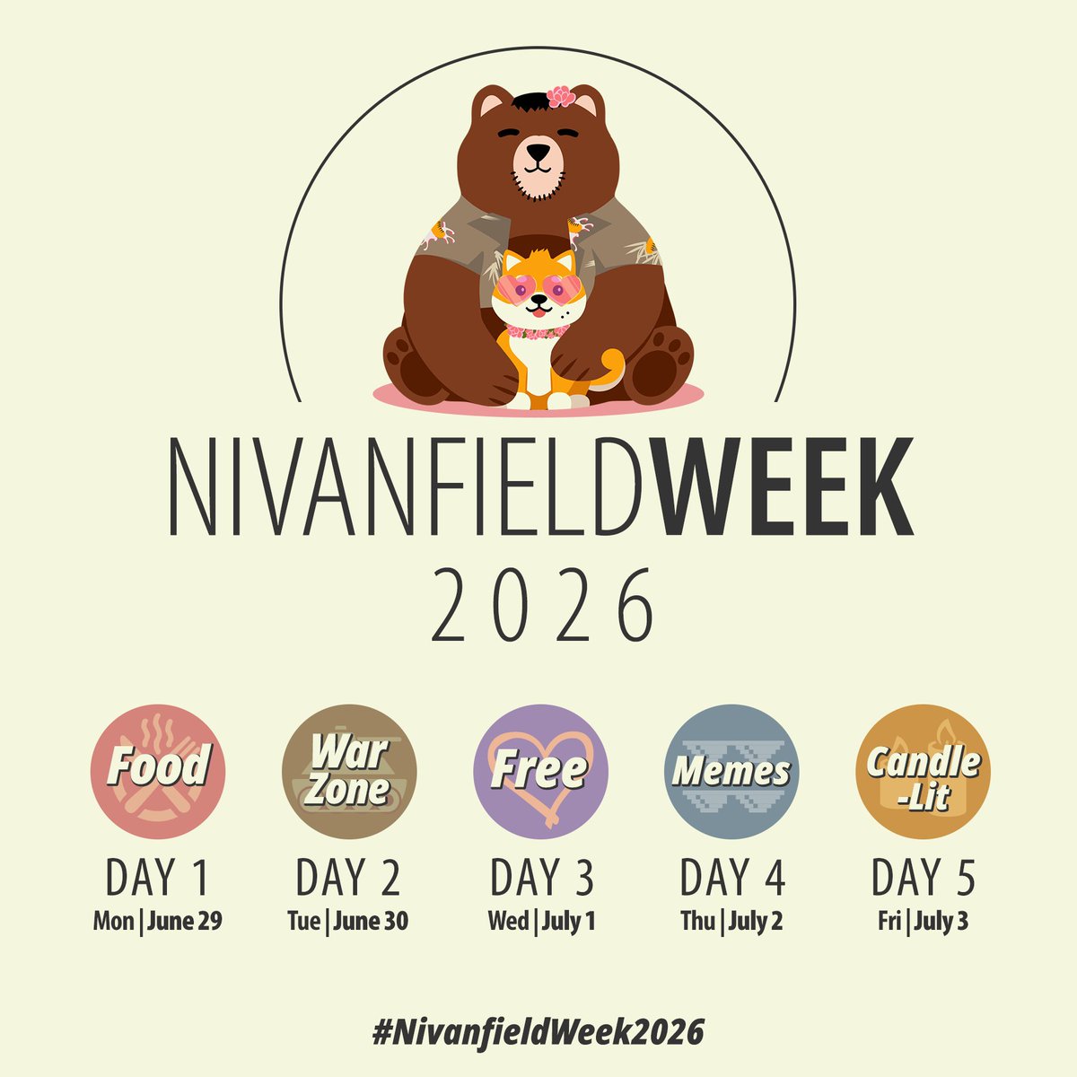 And here, the announcement for
#NivanfieldWeek2026  🐶🐻 

5 days around July 1st dedicated to Nivanfield.
4 daily prompts and a free day to participate in any measure you want. 

#Nivanfield #PiersNivans #ChrisRedfield

More info in replies