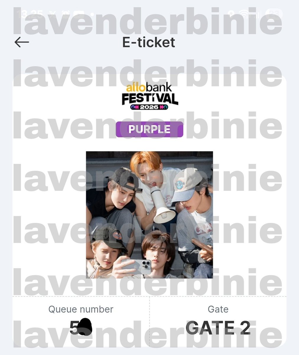 lavenderbinie's tweet photo. 🚫 1 TIX BOOKED 🚫
✅️ 1 TIX AVAILABLE ✅️

WTS ALLOBANK FESTIVAL CORTIS ALLOFEST 2026

PURPLE 1 TIX
QN 5*

⭕️HIGH PRICE⭕️

☆Payment by wise/Indonesian Bank
☆Foreigner are welcome

wts wtt wtb cortis allofest allobank festival 2026 small low qn under 100 qn <100 green yellow https://t.co/tsA0oBfR2c