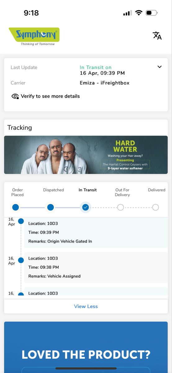 Anuhyea's tweet photo. @symphonylimited 
Please help cancel the order. False expectations through website stating 1 day delivery &amp; no movement in tracking of it. It's been 3 days. Refund my money &amp; cancel the emi that's documented for the same on @SnapmintEmi 
Order - 134625 https://t.co/KK2p4CO1Mw