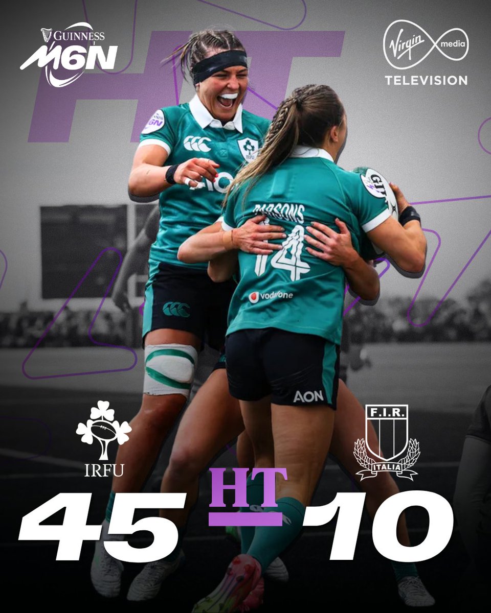 VMSportIE's tweet photo. ⏱ 𝐇𝐓 | 𝐈𝐑𝐄𝐋𝐀𝐍𝐃 𝟒𝟓–𝟏𝟎 𝐈𝐓𝐀𝐋𝐘 🏉🔥

Ireland in complete control at the break after a dominant first half in Galway

#IREvITA | #GuinnessW6N https://t.co/WD5ribLCLj