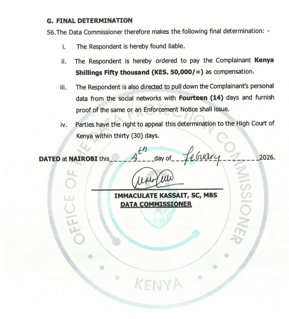 Cera Imani has been ordered to pay Ksh.50,000  for unlawfully using an individual’s photograph on TikTok without consent. The court found that she posted and circulated the claimant’s image on her TikTok platform, exposing it to the public without authorization, thereby