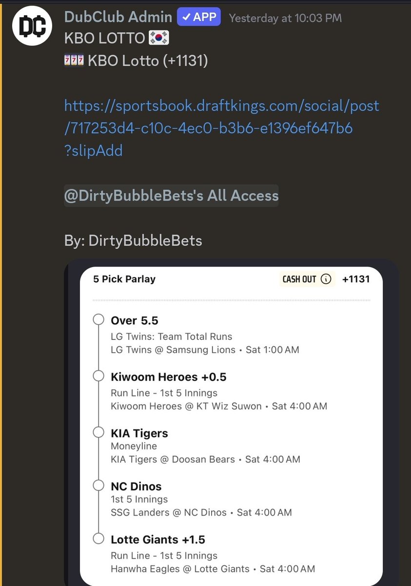 HugoitsHugo's tweet image. KBO #DirtyBubbleBets #DBB

WITH THE REVERSE SWEEP IN KOREA
LG/Samsung o11 (-140) 0.5U 💩
KIA F5 -0.5 (-125) 0.75U💩
Kiwoom F5 +0.5 (-125) 0.5U💩
Kiwoom/KT NRFI (-150) 0.5U💩

AND every wrong pick on the parlay lmfao

How do you pick 8 shit plays, buddy