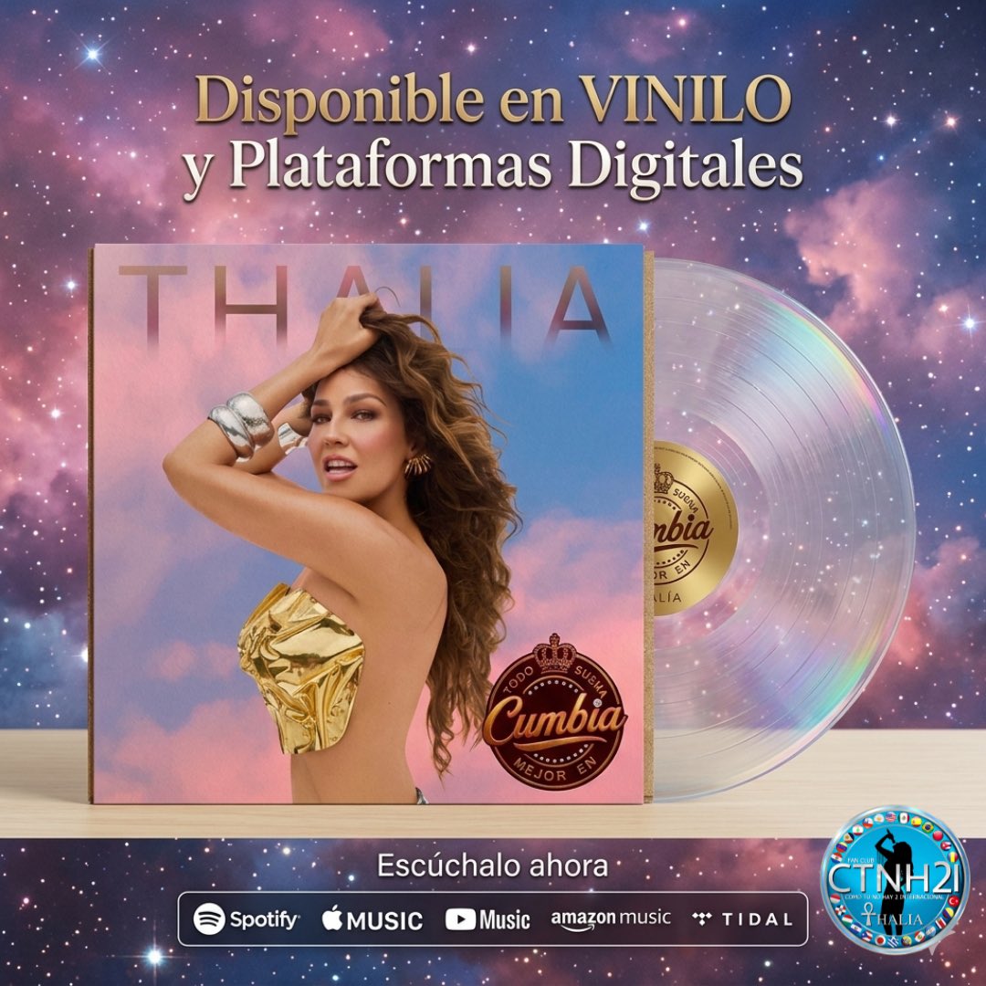 💜🪩🔥Este FINDE disfruta de #TodoEsMejorEnCumbia de <a href="/thalia/">Thalia</a> su nuevo álbum, está espectacular, así que muévete y DALE PLAY. Ya está disponible en VINILO y Todas Las PLATAFORMAS DIGITALES.

¡¡Escúchalo por Spotify!!. ▶️ open.spotify.com/album/1j29vWtp… 

<a href="/thalia_fcctnh2/">Fan Club Como Tu No Hay 2 I.</a> <a href="/sonymusicmexico/">Sony Music México</a>