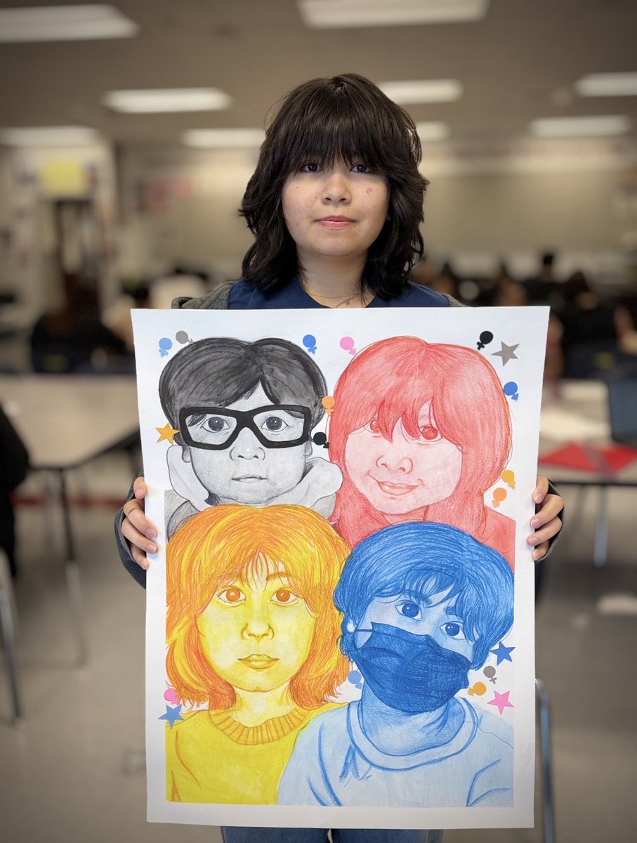 castsailmars's tweet photo. Congratulations to my student, Daniela Fuentes, for receiving 2nd place at this year’s El Paso Public Library’s Youth Art &amp; Poetry contest with her artwork 😸🎉🎉🎉 @CMartin_EHS @Eastlake_HS_ @SISD_FineArts https://t.co/9ImO9GNJ2C