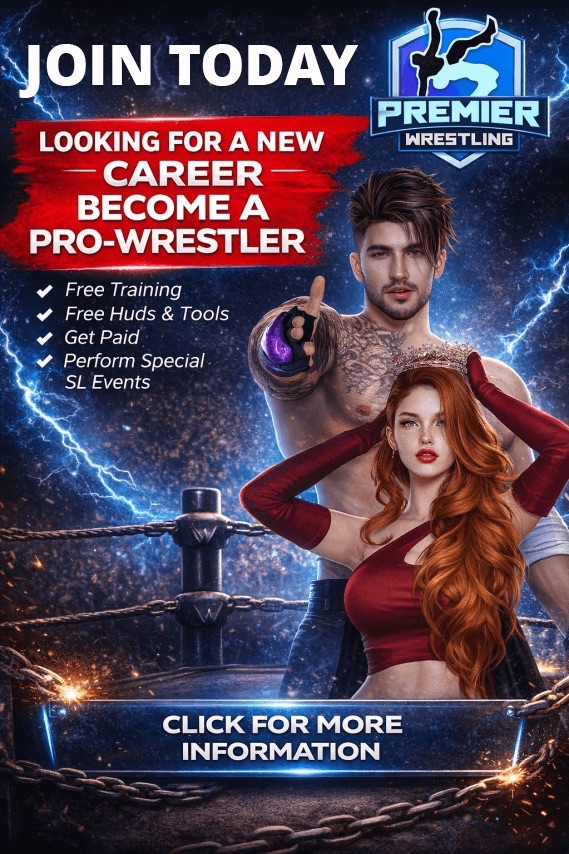 Premier Wrestling is now HIRING both male
and female wrestlers, commentators, and referees.

-APPLICATION HERE- 
forms.gle/RJB6f9QDif465o…
-Discord- 
discord.gg/5QgmYbb
-Landmark-
maps.secondlife.com/secondlife/Pre… 

#secondlife #onlinewrestling <a href="/PWrestling2019/">Premier Wrestling</a>