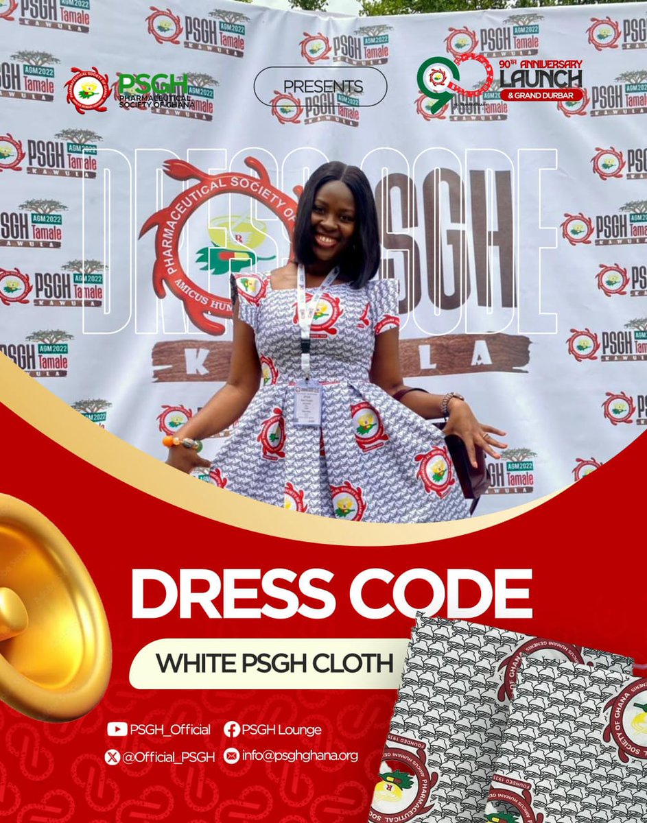 The dress code for the 90th Anniversary Launch and Grand Durbar is the White PSGH Cloth.

Pull it out, smoothen the wrinkles, and show up to Akropong-Akuapem on Friday 1st May 2026 in grand style.

Ninety years deserves nothing less.

#PSGHat90
#ScienceImpactLegacy
#PSGhAshanti