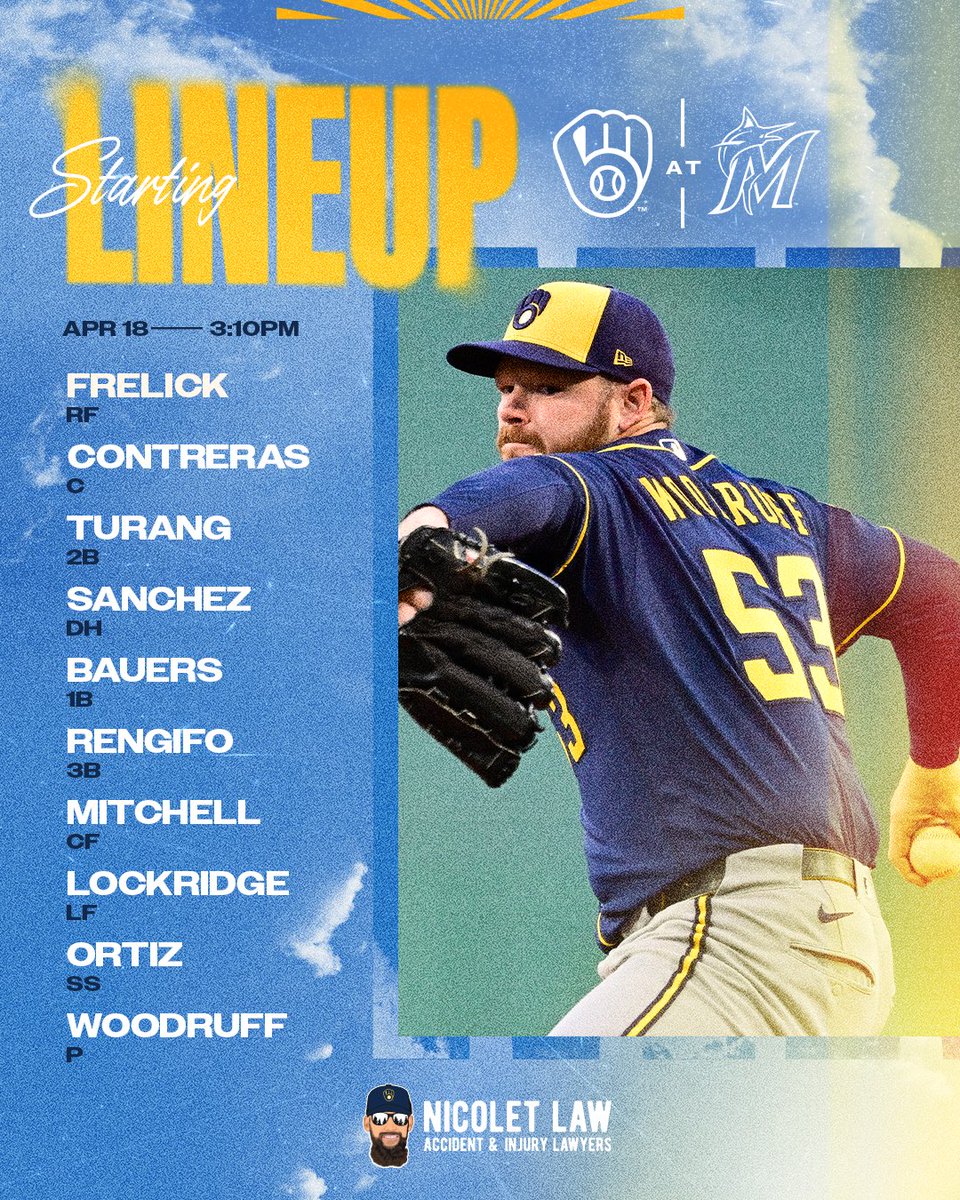 Brewers's tweet image. Second game from South Beach ☀️ 

📺: brewers.tv
📻 : WTMJ

#ThisIsMyCrew x @NicoletLaw