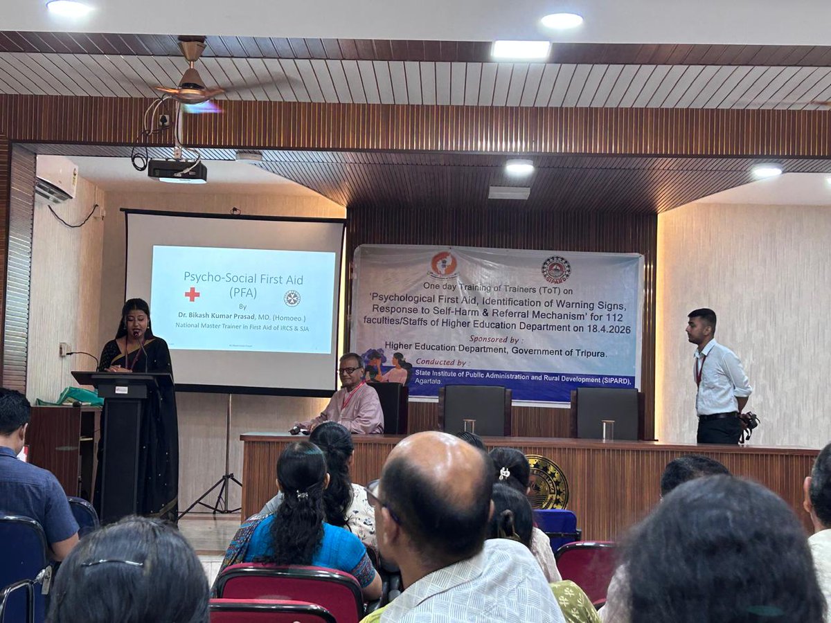 btcst_agartala's tweet image. 🎓 Proud moment!
Dr. Shilpi Saha &amp;amp; Mrs. Shauli Roy (BMLT Dept.), Bhavan’s Tripura College of Science &amp;amp; Technology, participated in a ToT on Psychological First Aid &amp;amp; Self-Harm Response at SIPARD, Agartala.

#MentalHealth #FacultyDevelopment
