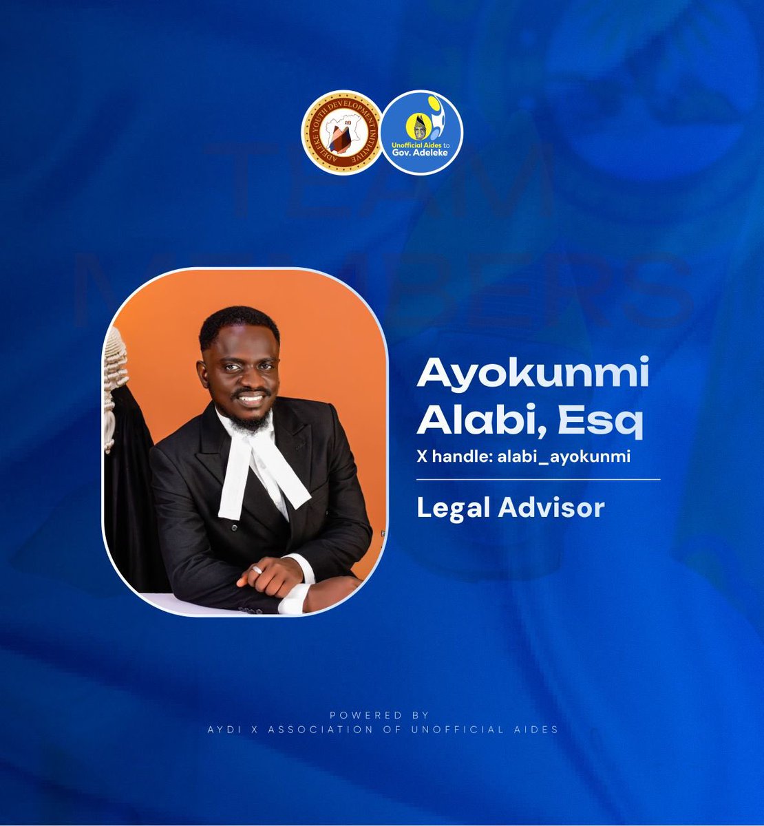AYDI_Osun's tweet photo. The Unofficial Aides movement continues to evolve, and today marks another step forward as we bring legal advisers, @MrMoneyLawyer and @alabi_ayokunmi on board to guide and support our collective effort.

Growth demands preparation, and preparation defines the future.

The Unofficial Aides To Governor Adeleke movement now has legal advisers And we’re not slowing down.

#ImoleTill2030 #UnofficialAides #AYDIOsun