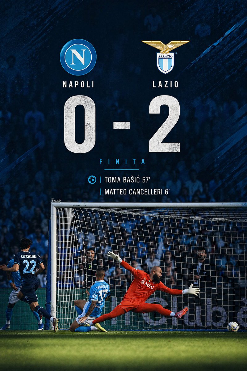 marifcinter's tweet photo. Il Napoli cade in casa contro la Lazio e lo 0-2 finale sta stretto alla squadra di Sarri. L'Inter sale a +12 a 5 giornate dalla fine https://t.co/ayhyXW6B2U