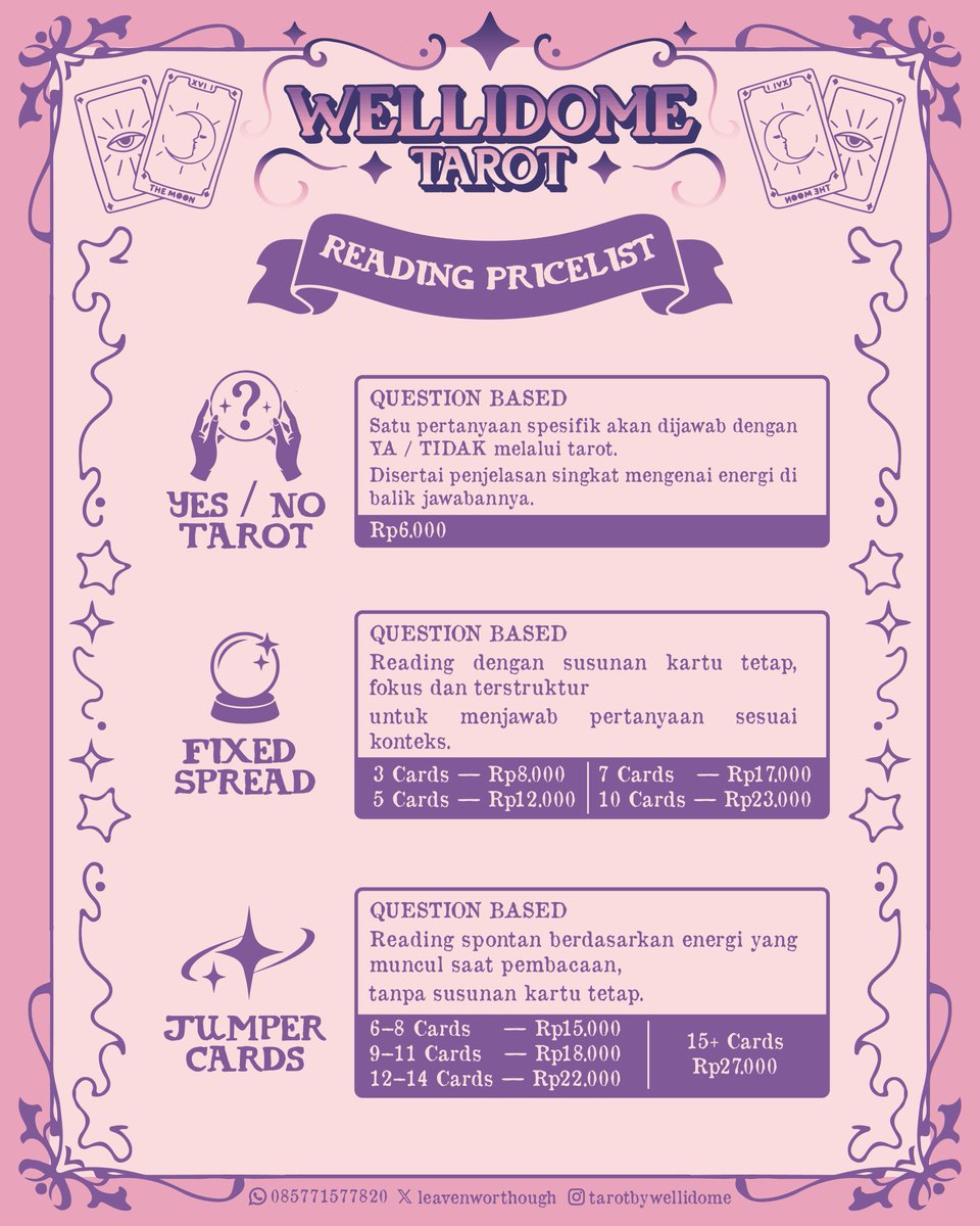 whonurmind's tweet photo. @bwattercocoa hi, aku lagi open tarot reading malam ini ya ✨
kalau mau, langsung dm aku atau chat ke WhatsApp di link profile 💌
#zonauang #zonajajan #tarot #tarotreading https://t.co/LaM2ZjETTh