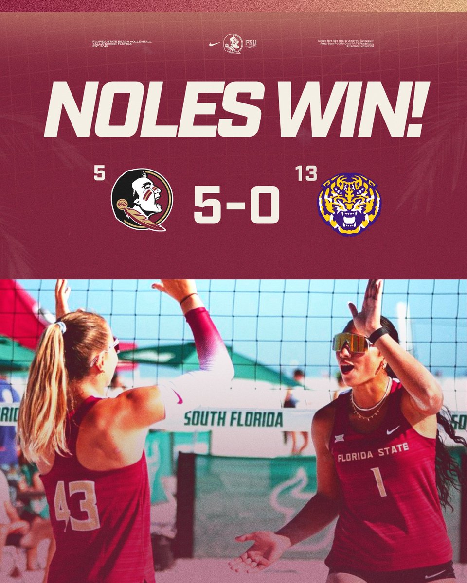 FSU_BeachVB's tweet photo. Top 25 Takedown 😎

#SandyNoles | #OneTribe https://t.co/S3Czh8bnan