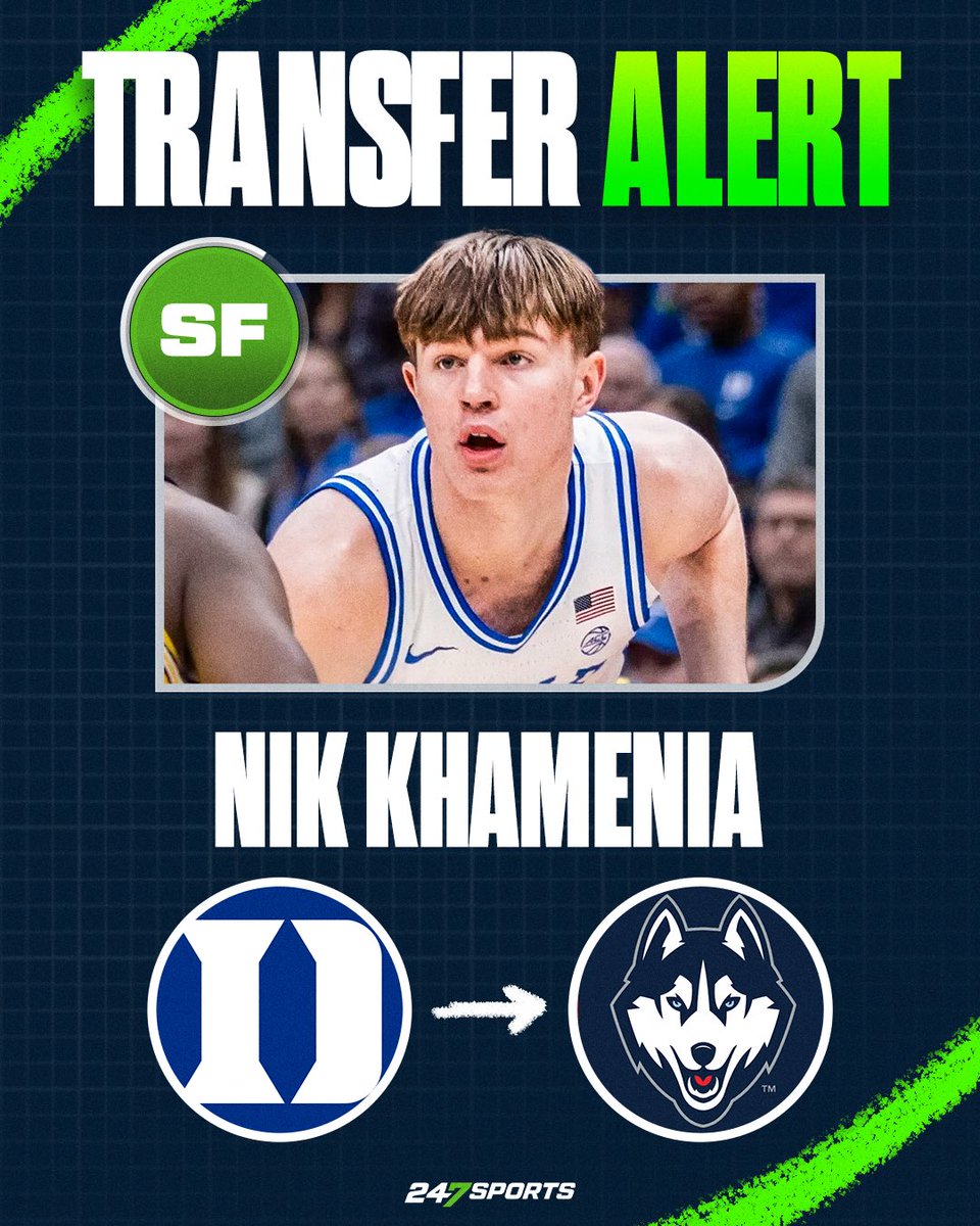 TravisBranham_'s tweet photo. NEWS: Duke transfer Nik Khamenia has committed to UConn, he announced. 

Former five-star recruit and McDonald’s All American.
https://t.co/HvNSL0bND0 https://t.co/I2LT2qeQkx