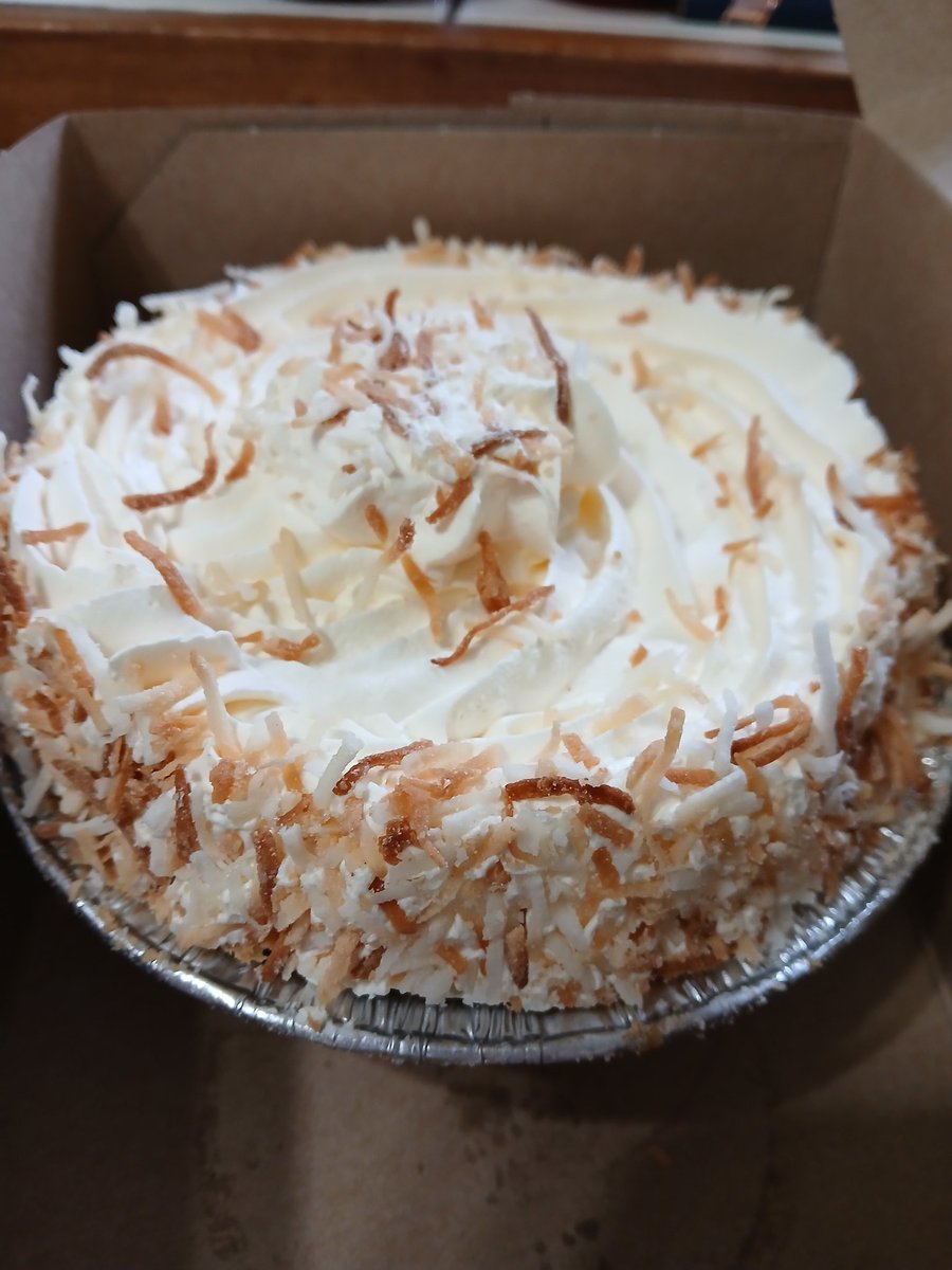suereformer's tweet image. Stopped at Trish's Bakery in Port Dover and picked up this delicious #glutenfree coconut cream pie. 😍 @inportdover #local #bakery #tasty #delicious #norfolkcounty