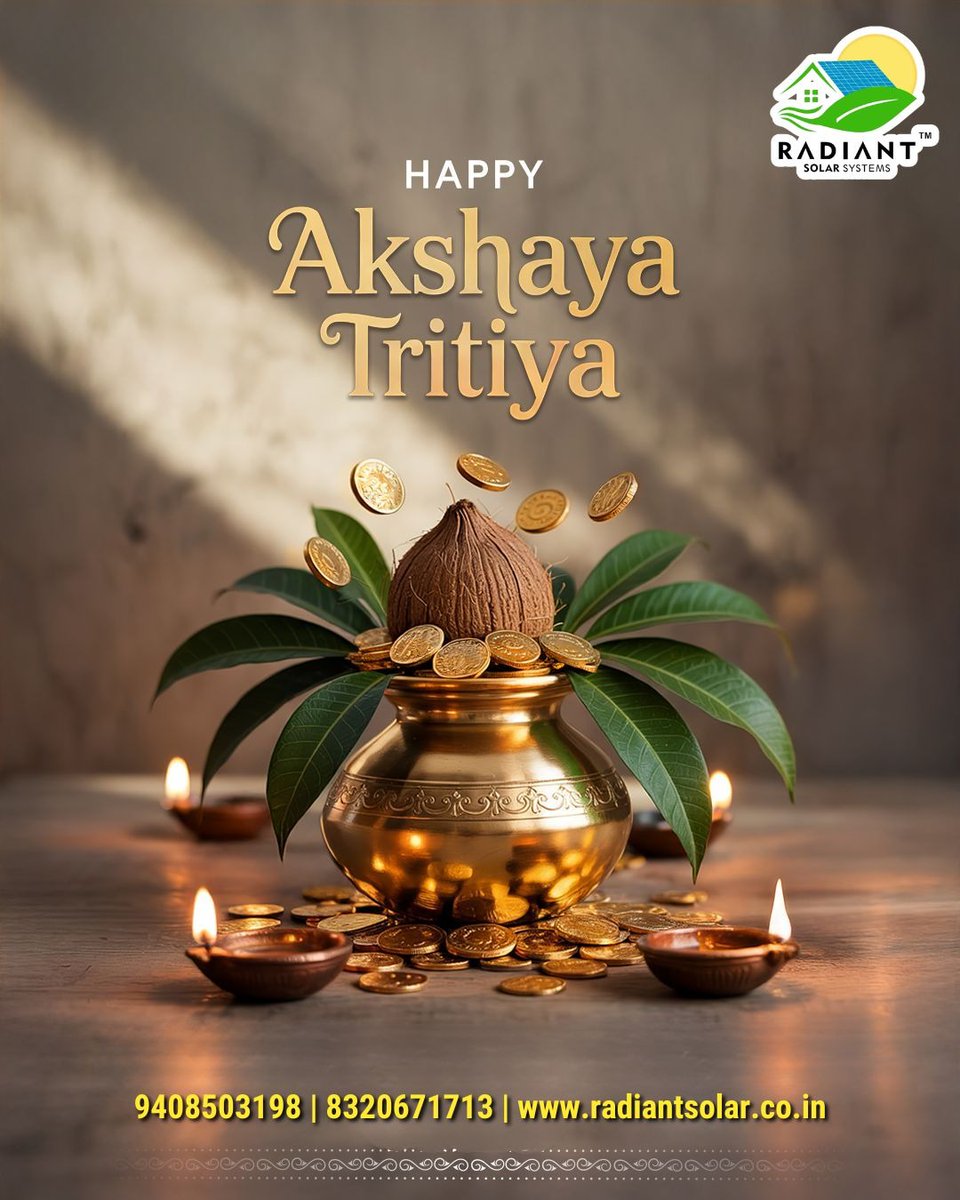 bhargavec5's tweet photo. ✨ Happy Akshaya Tritiya! ✨
📞 Contact Us:
9408503198 | 8320671713
🌐 https://t.co/TtMplSSa48
#HappyAkshayaTritiya #AkshayaTritiya2026 #SolarEnergy #GoSolar #RadiantSolar #GreenEnergy #SustainableFuture #EcoFriendly #SolarPower #SaveElectricity #RenewableEnergy https://t.co/0EhIuX4VRI