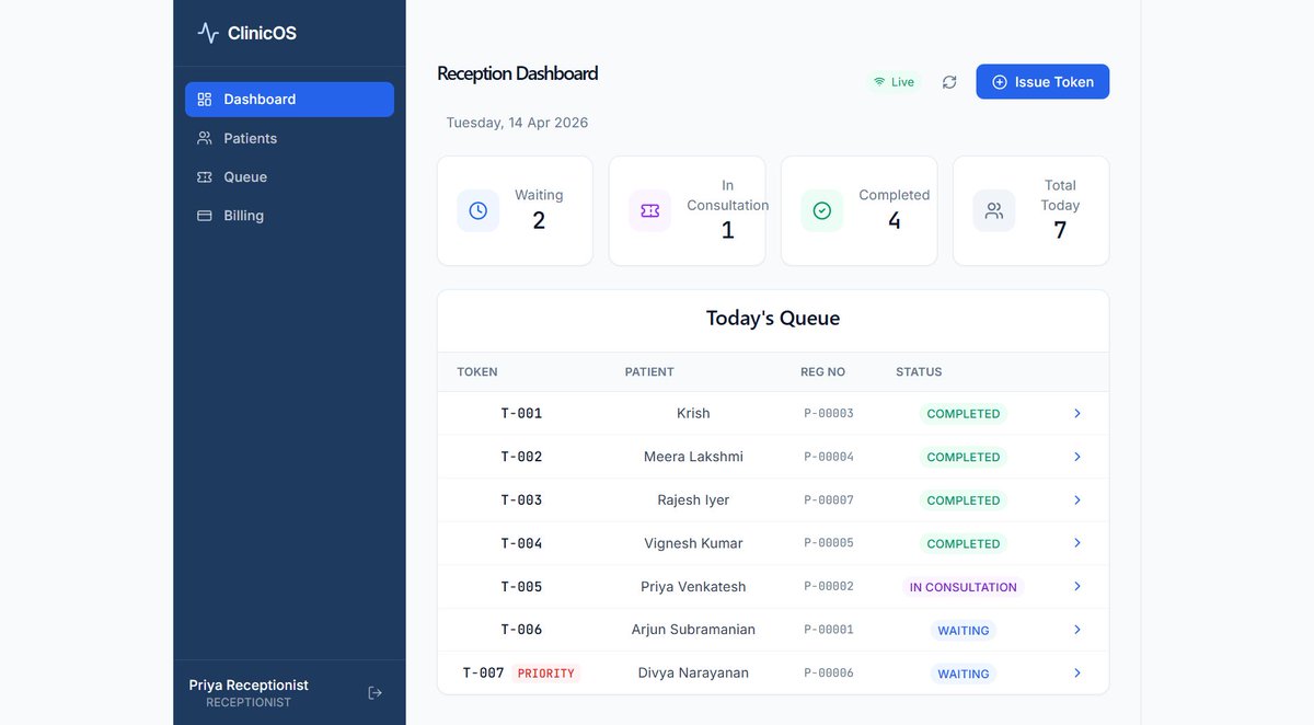 dhevenddra's tweet image. UI screenshots below! Still in progress, but focusing on the receptionist who stares at this for 8 hours a day. 🚧
Follow along for the build!
#buildinpublic #healthtech #springboot #india #SaaS