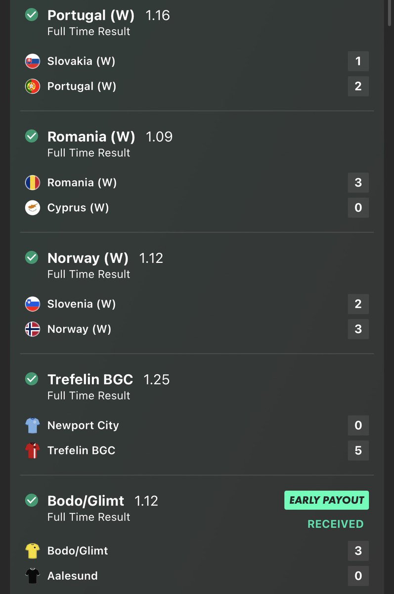 DingerBetTips's tweet image. Daily ACCA #2 WINS!!✅✅✅✅✅

Follow for more WINNING ACCAS📝📈

#Bet #Betting #Tips #Football #bettingtips #Accumulator #ACCA