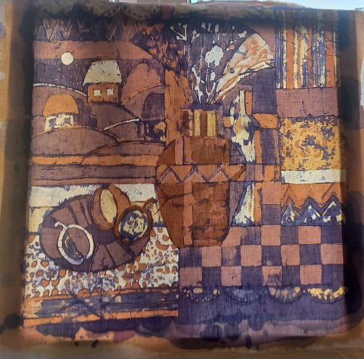 invarskoe's tweet image. My new piece. Hot batik, or hot wax painting on fabric. I love how damaged and distressed it looks.

#batik #hotwaxpainting #textile #art