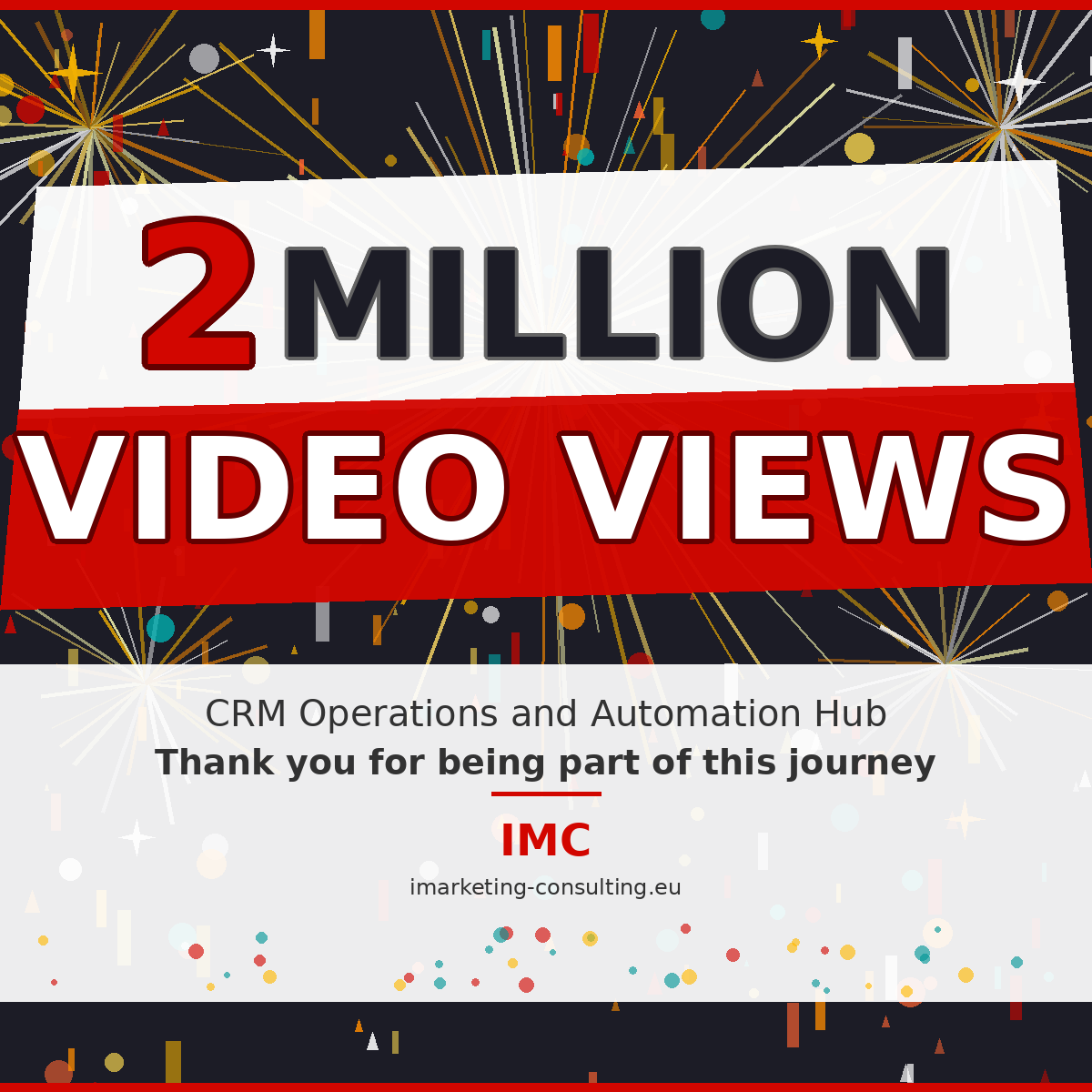 t_imc's tweet photo. Delighted to announce that the CRM Operations and Automation video series just hit 2 million video views! Every single one of you made this possible. IMC thanks you sincerely. https://t.co/a1ztkn0kBg https://t.co/9yL0HjaSko