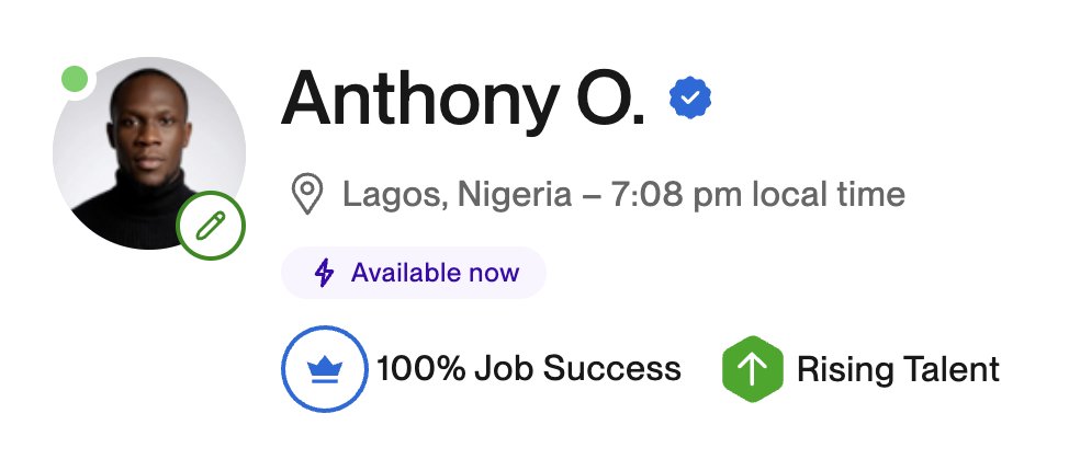 Tony_Okpunor's tweet photo. This screenshot marks a milestone for me on @Upwork.

 100% Job Success and Rising Talent.

But beyond the badges, it reinforces something simple:

"...doing a great job for your clients will always speak for you." 💯 https://t.co/7TLrswoidP