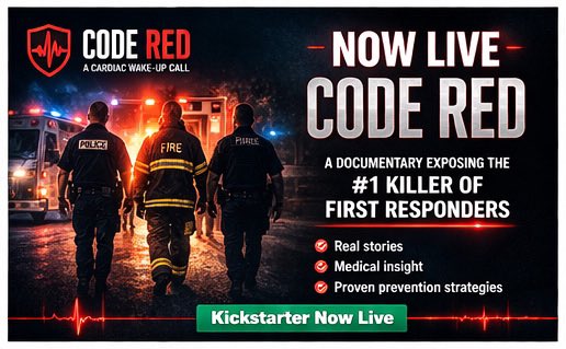 JasonHarney72's tweet photo. The Kickstarter for our new film CODE RED: A CARDIAC WAKE UP CALL is Now Live!

Led by @estevens0845, our film will use the power of storytelling as we meet a Police Lieutenant, a Firefighter, and a Dispatcher who all had their lives and careers upended by Heart Disease. https://t.co/I4vFD4eA2w