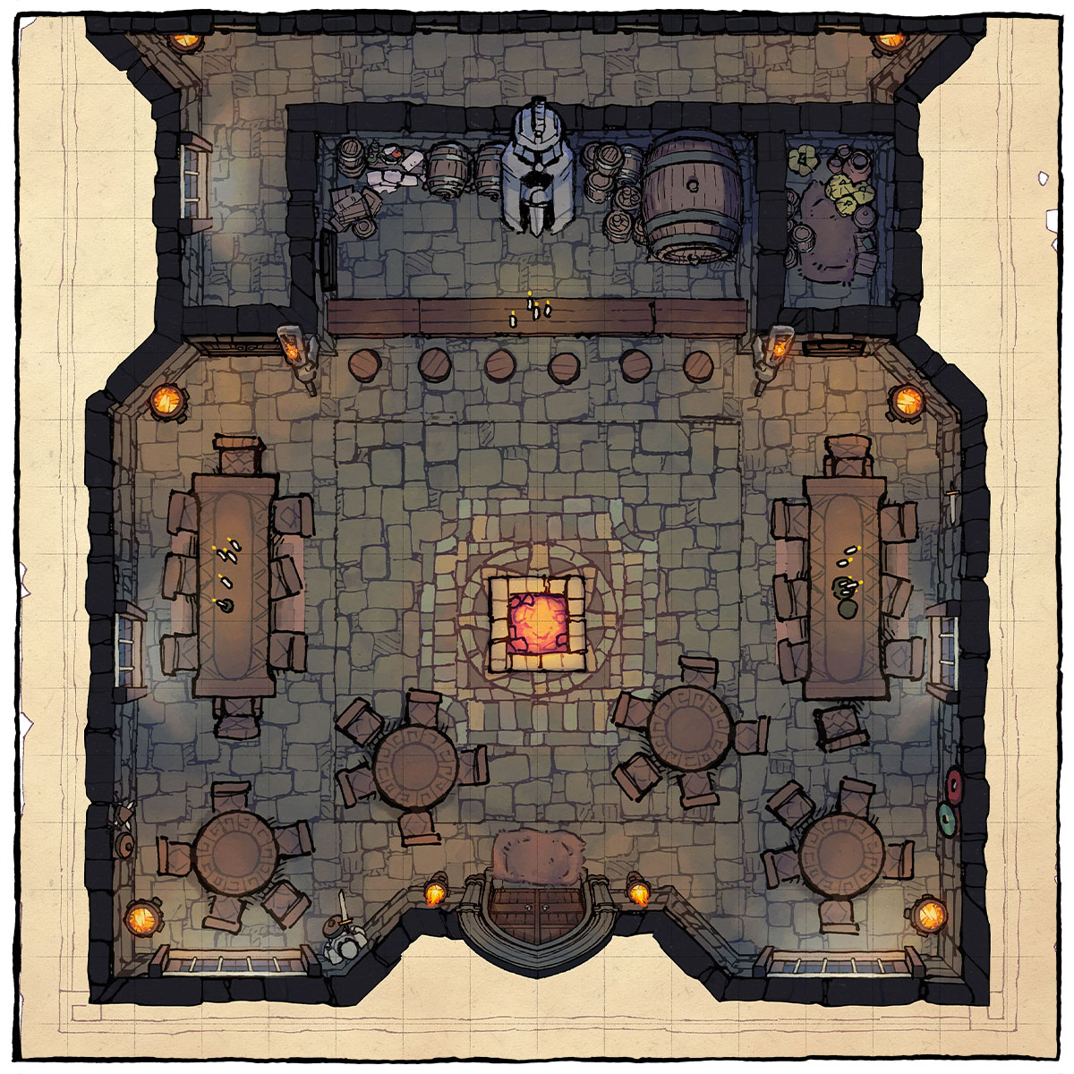 2minutetabletop's tweet image. The more tavern maps we have at our disposal, the better! This one's dwarven made – what would be a suitable name for the barkeep?

See the full map:
2minutetabletop.com/dwarven-tavern…

#dnd #dnd5e #ttrpg #dungeonsanddragons #maps