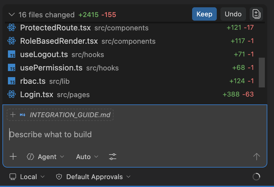 himalayan_dev's tweet photo. So, I code for 2-3 hours in the backend for adding RBAC and field auditing, obviously taking help of Copilot. But yeah, I invested time in the backend. After completing it, I take the prompt from that chat itself and put in the admin codebase. 

In the next 15 mins, Copilot added 2415 lines of code, and nothing is breaking. 

#pureVibeCoding