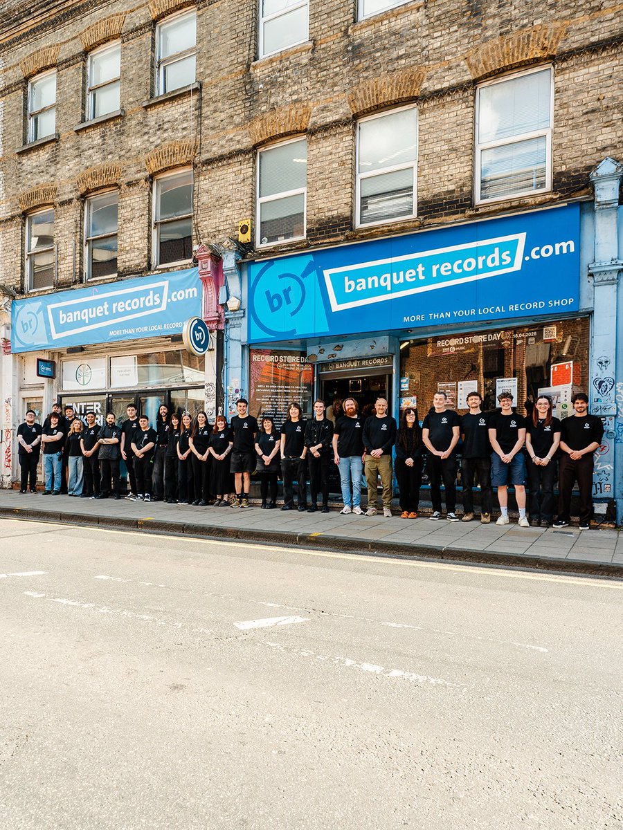 BanquetRecords's tweet photo. The one time of the year that (nearly) all our staff are in one place at the same time. Record Store Day 2026 has again been a blast. The music, the fans that buy it, and the shops they buy it from. Thanks for being a part of it. 

There's loads of great titles still in stock available to pick up over the counter from 10:00am on Sunday and on Monday. with sales to online customers beginning on Monday at 8:00pm.