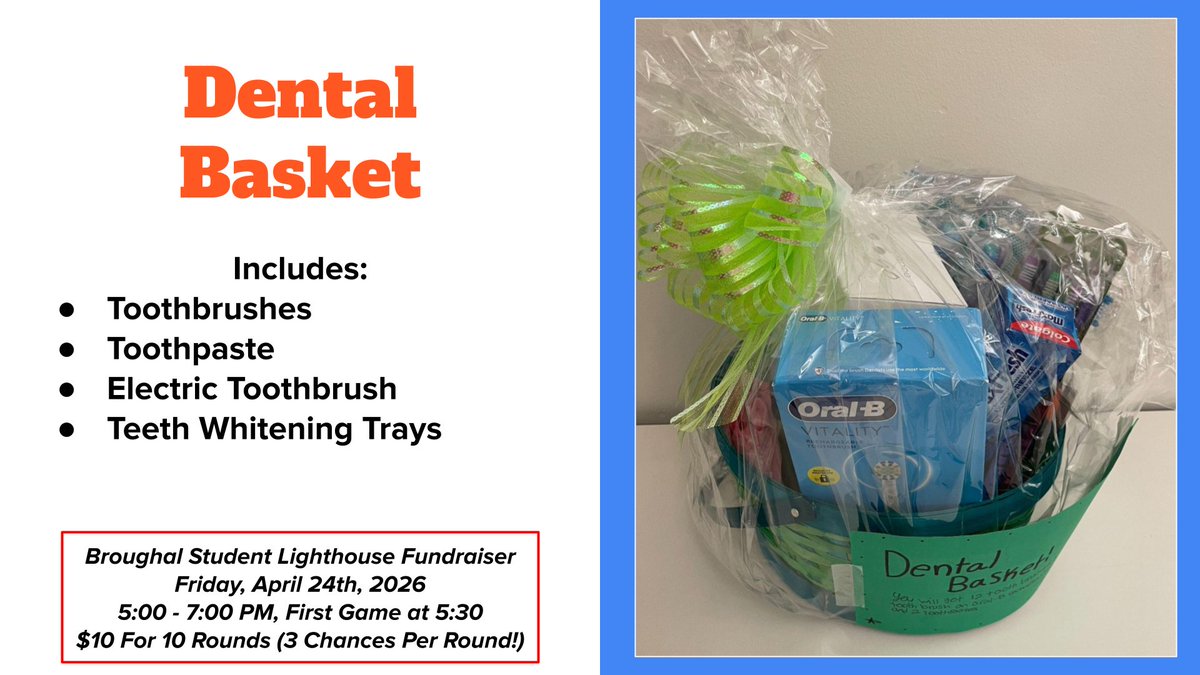 BASDBroughalMS's tweet photo. (1/3) All Broughal Families are invited to the BMS Student Lighthouse Bingo Fundraiser, this Friday, April 24th from 5-7 PM (first call at 5:30). $10 for 10 games, with 3 chances to win per round! We will also be selling snacks and drinks. We hope to see you there! https://t.co/3J1MdoWQ1m