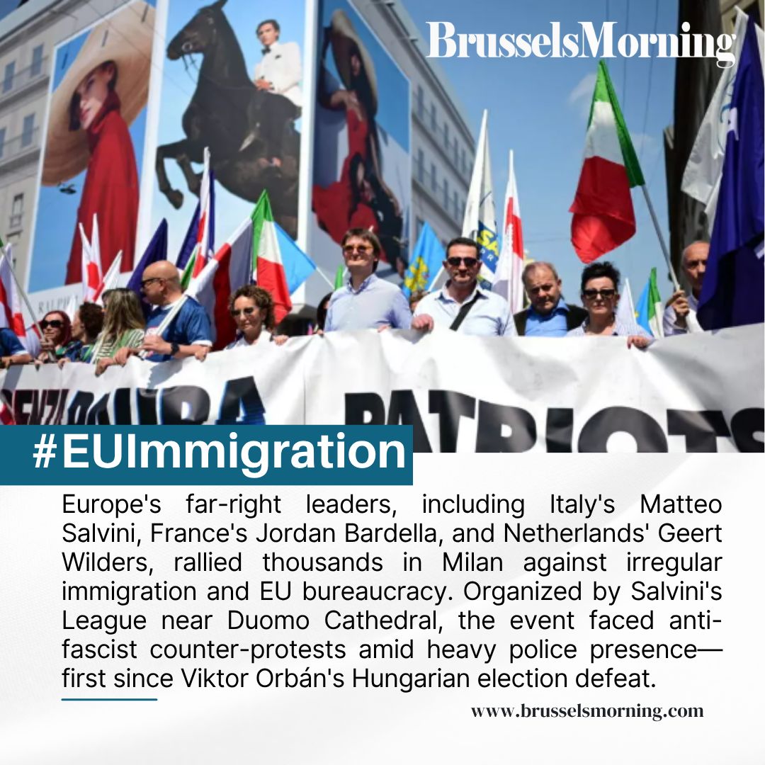 BrusselsMorning's tweet image. Far-right leaders rally in Milan against immigration, EU rules; Salvini hosts Bardella, Wilders amid clashes.

#BrusselsMorning #FarRight #Milan #Immigration #EU

Read More: brusselsmorning.com