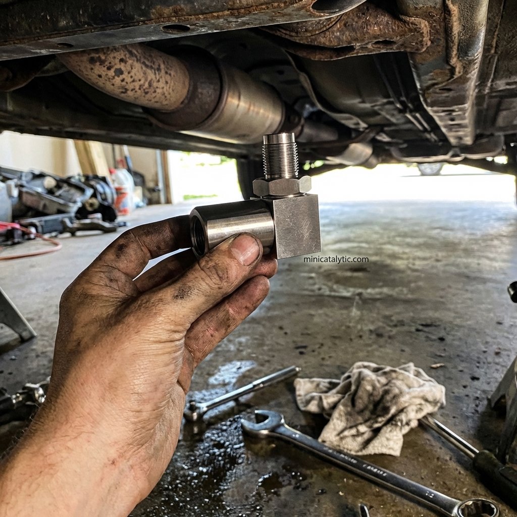 JamesMoalesse's tweet image. Check engine light on after an exhaust mod? Don't let a P0420 code ruin your ride. A 90° O2 sensor spacer with a built-in mini cat is the easiest fix to get your sensor readings back in range. Simple, stainless, effective. #minicatalytic #carmods