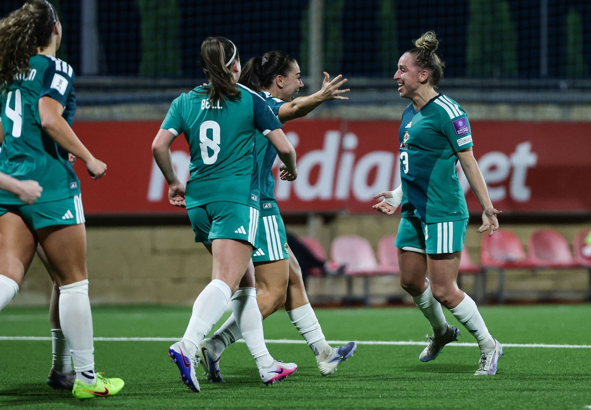 NorthernIreland's tweet image. 4 goals. 3 heroes. One team 💚🤍 #GAWA #TogetherWeThrive