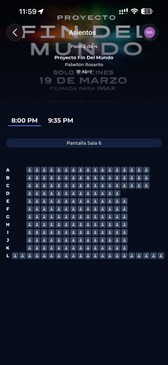 MikePZ1429's tweet photo. @Cinepolis A mi me aparece la sala de mi cine así y no me deja comprar boletos https://t.co/lTQ2rBg2GJ